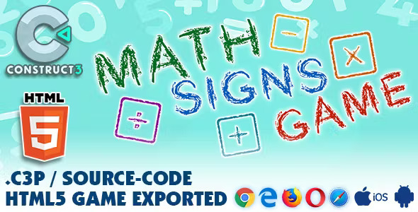 Math Signs Game HTML5 - With Construct 3 All Source-code (.c3p)